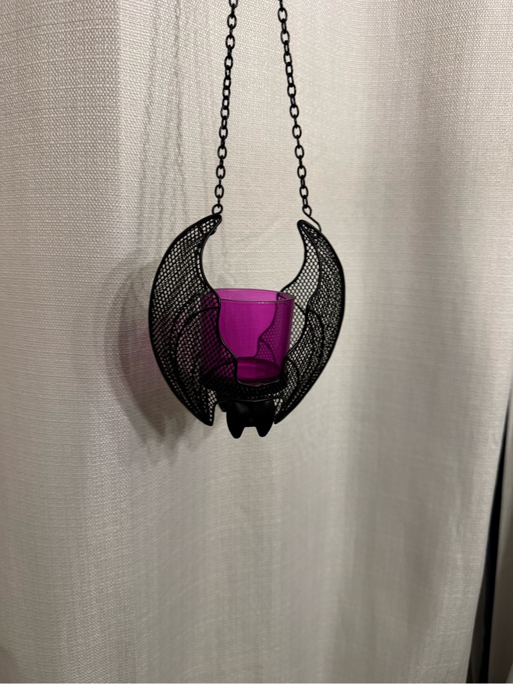Hanging Bat Purple Glass Votive Holder